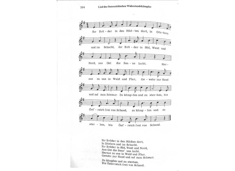 music for Lied der Österreichischen Widerstandskämpfer (Song of the Austrian Resistance Fighters), source unknown